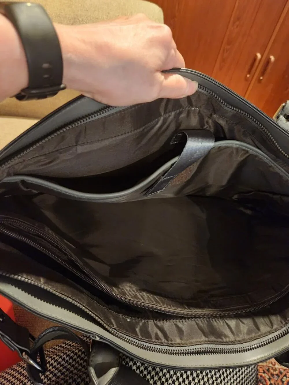 gray computer bag